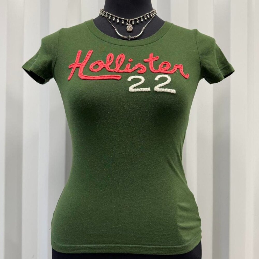 Vintage Hollister Fitted T Shirt Baby Tee with distressed letter